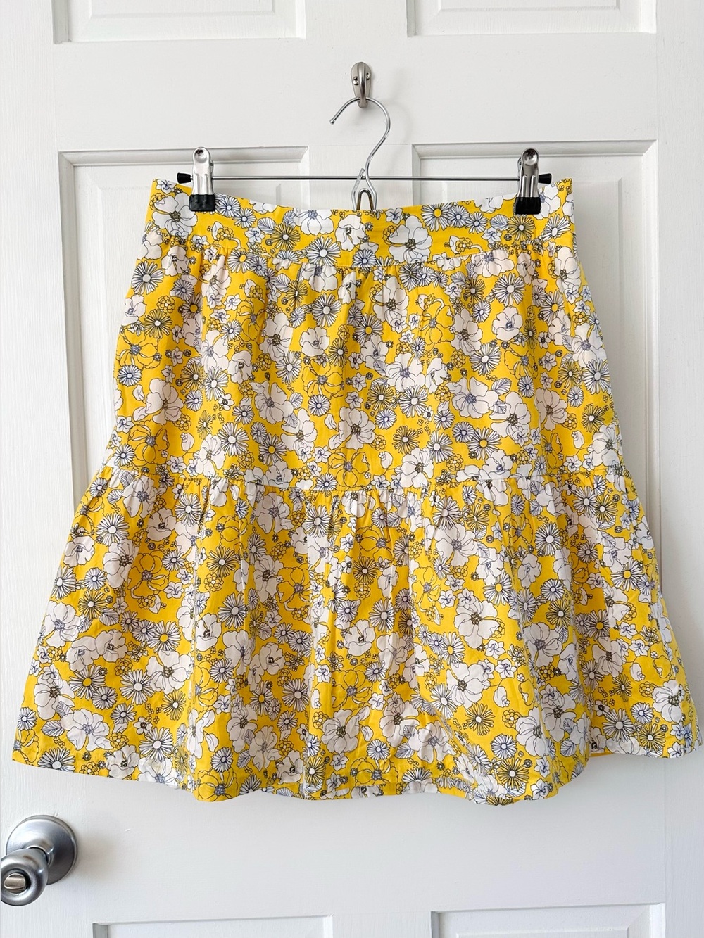 ModCloth Days In Doll Valley Yellow Daisy Print Floral Tiered Skirt Size 12